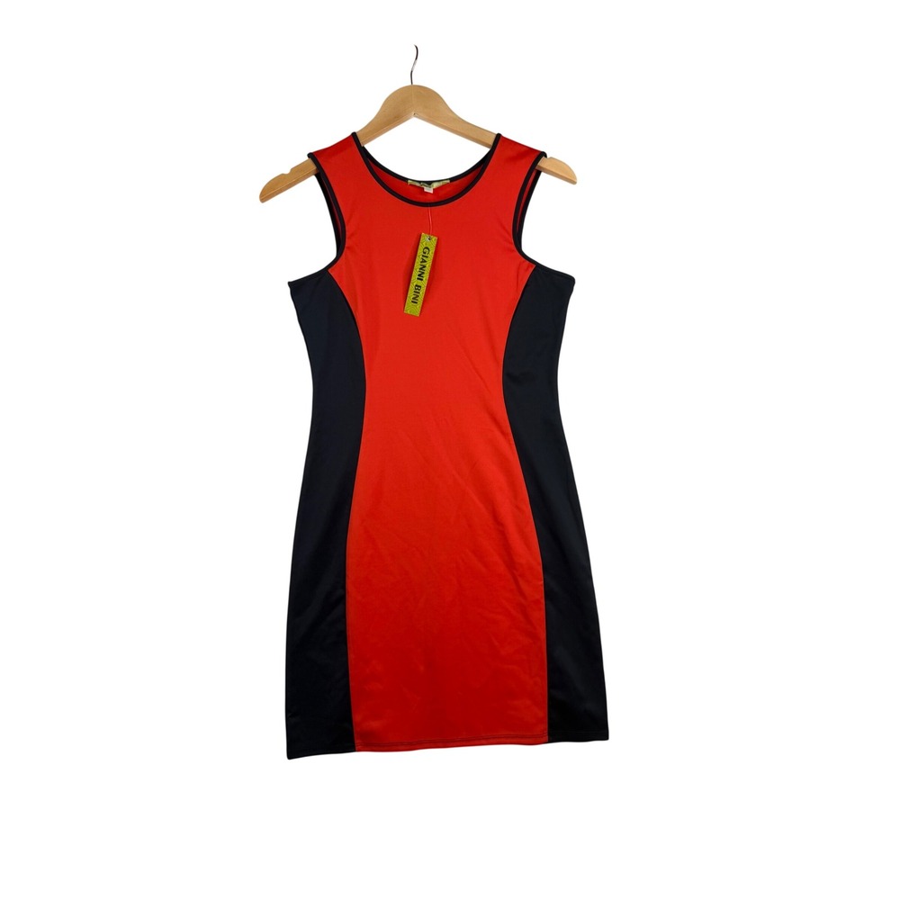 New Gianni‎ Bini Sleeveless Colorblock Sheath Dress size Small Orange/Black